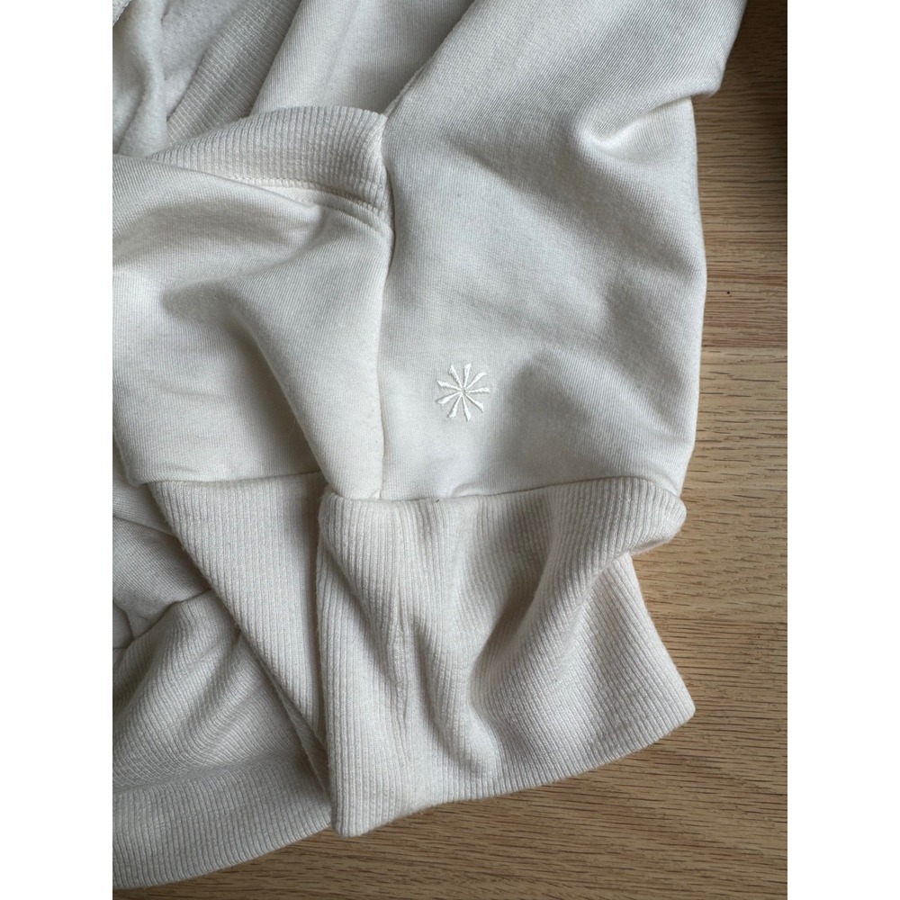 Athleta Coaster Luxe V-Neck Wrap Sweatshirt Cream White Thumbhole Small S - Picture 14 of 16